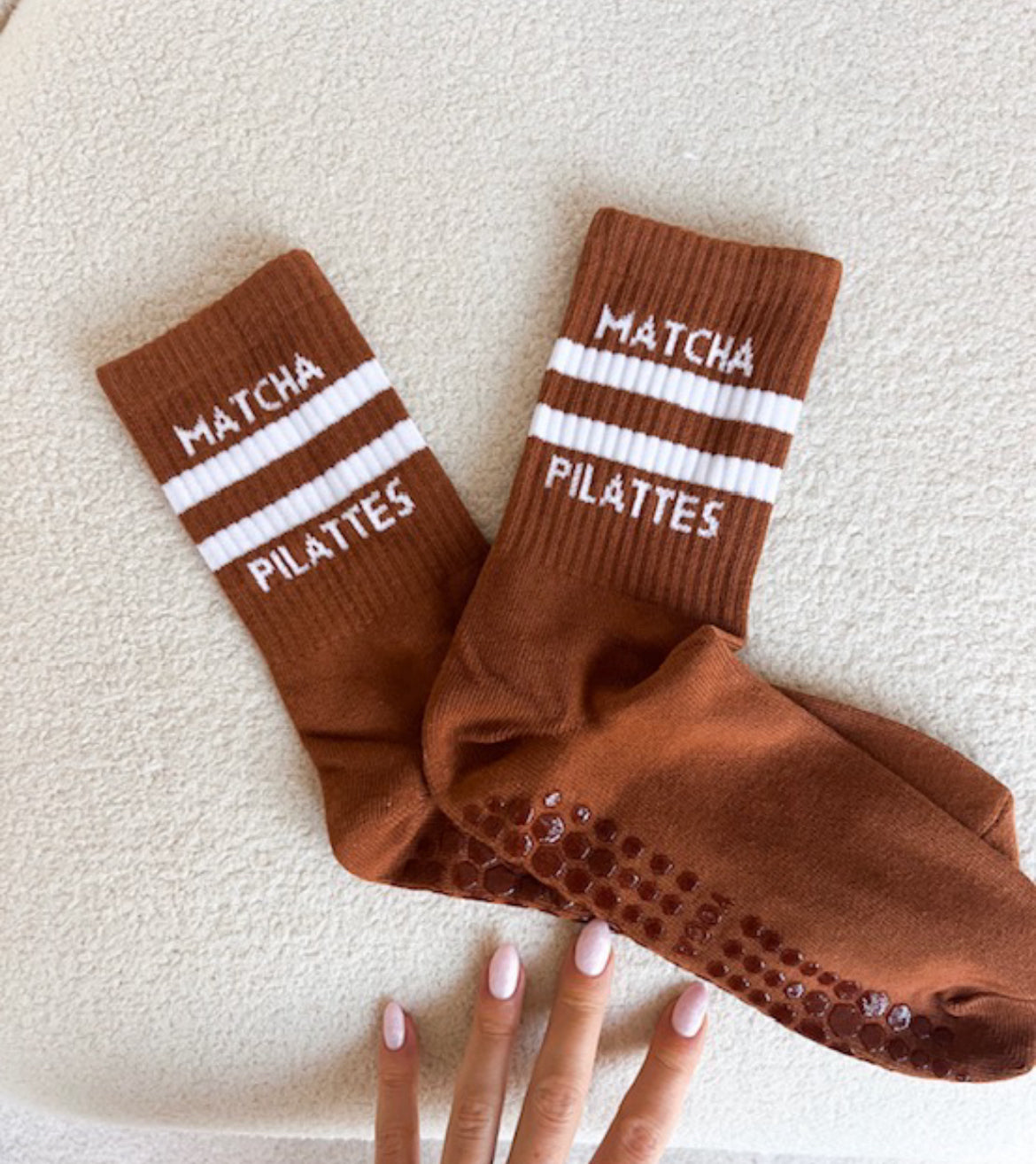 Brown Pilates Grip Socks